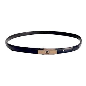 Vintage Bally Thin Eggplant Deep Plum Iridescent Metallic Leather Belt, Size 75